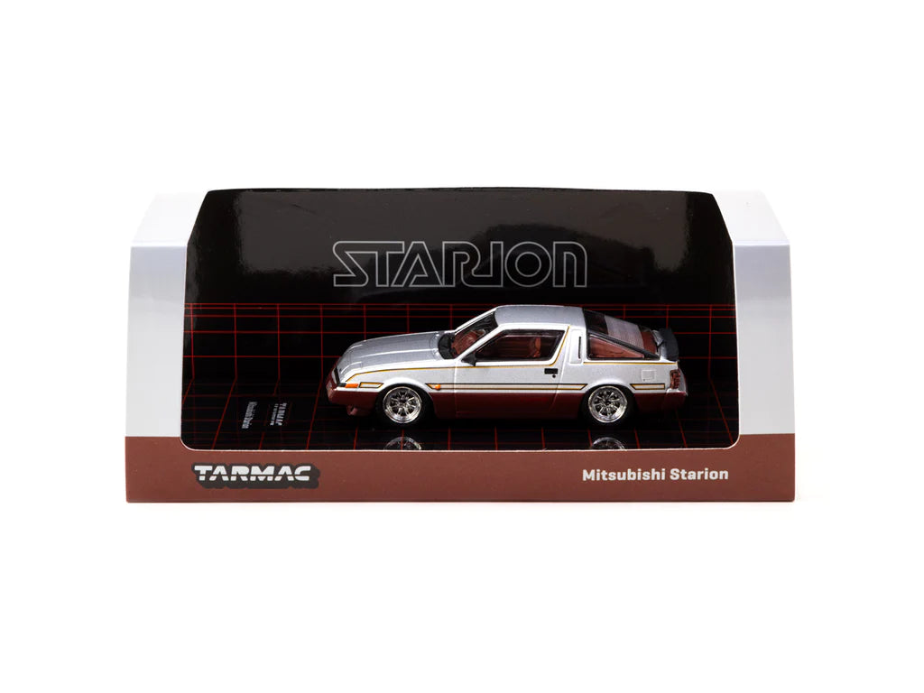 Tarmac Works 1/64 Mitsubishi Starion Silver / Dark Red - ROAD64