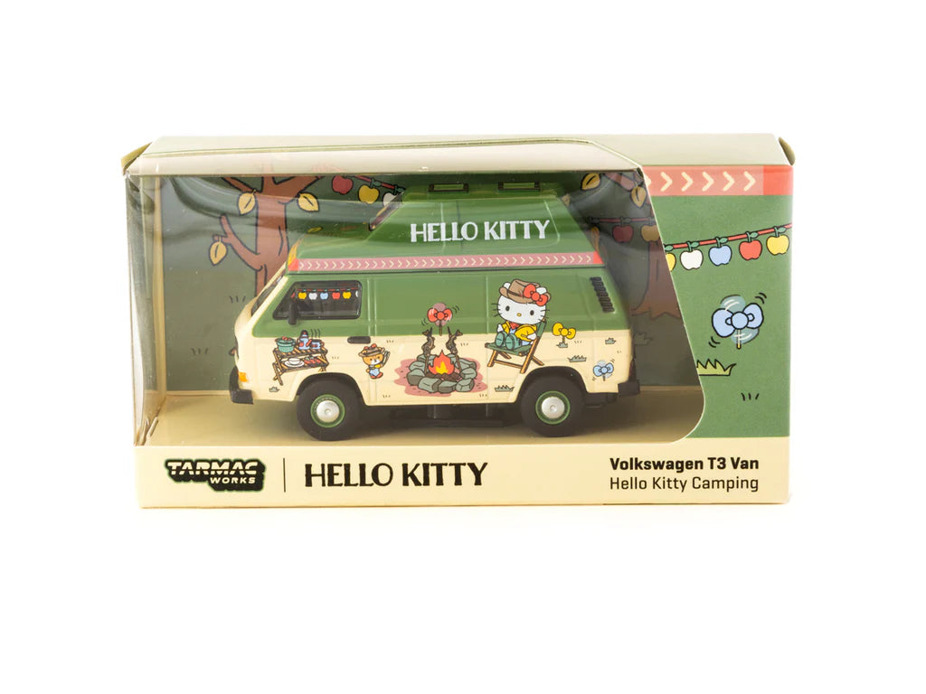 Tarmac Works X Schuco 1/64 Volkswagen T3 Van Hello Kitty Camping - COLLAB64