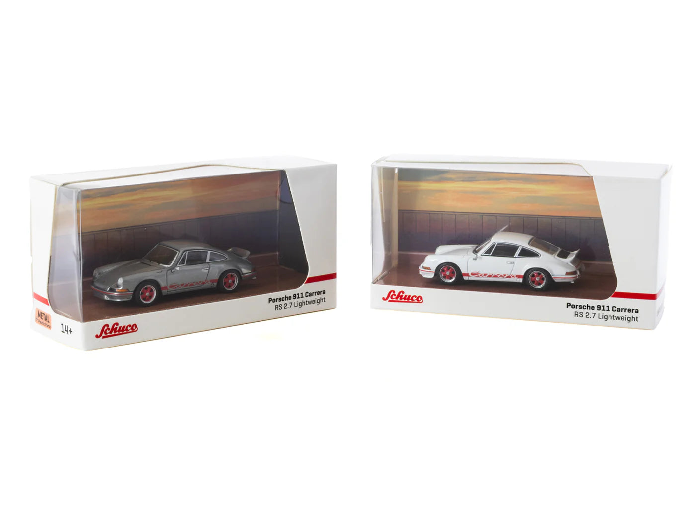 Tarmac Works 1/64 Porsche 911 Carrera RS 2.7 Lightweight White/Red - COLLAB64 Schuco x Tarmac Works