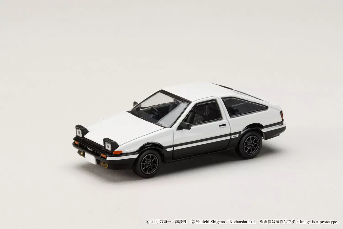 Hobby Japan x JDM64 1:64 Toyota Sprinter Trueno GT Apex AE86 White Front Hood Initial D 30th Anniversary Set A Takumi Fujiwara vs Keisuke Takahashi