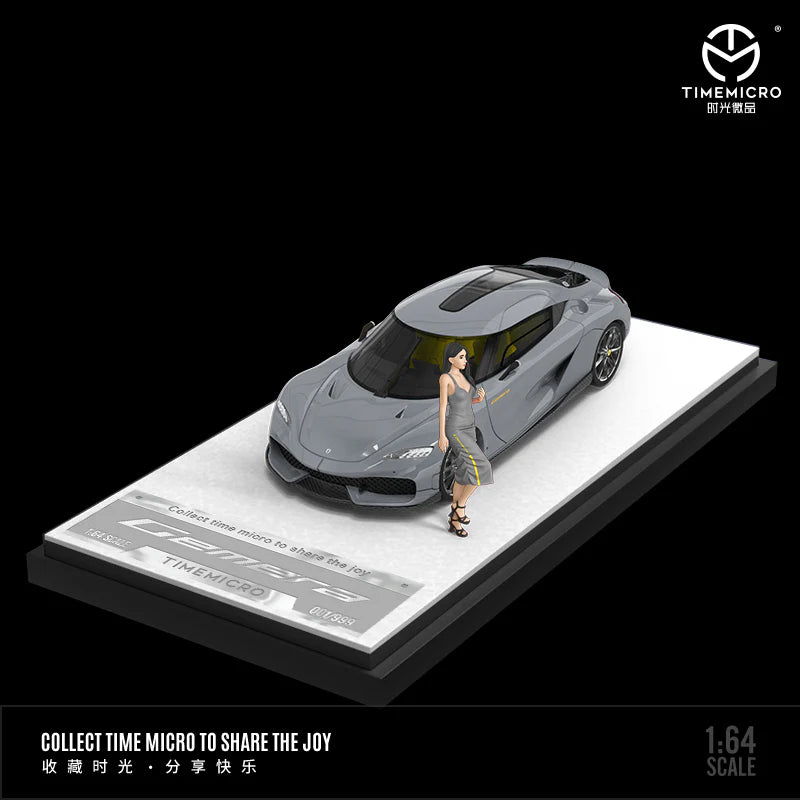 Time Micro 1:64 Grey Racing Car with Model Girl Figure