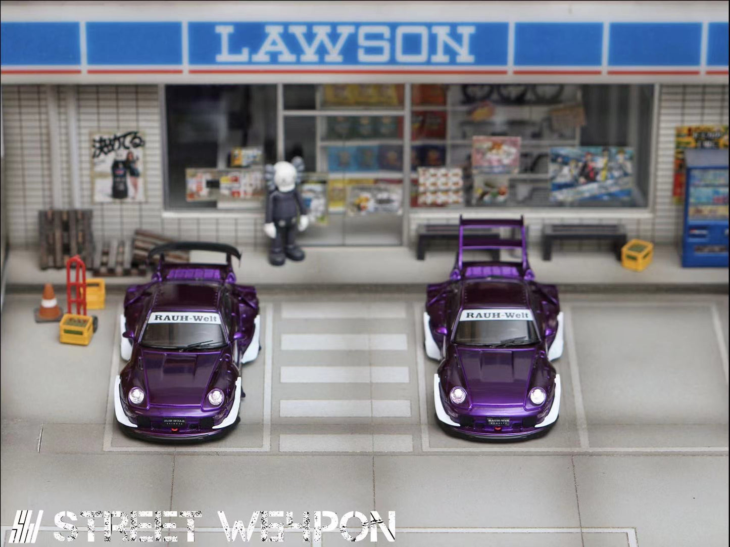Street Weapon 1/64 Porsche RWB 993 Flash Purple High Tail Spoiler Edition (Option B)