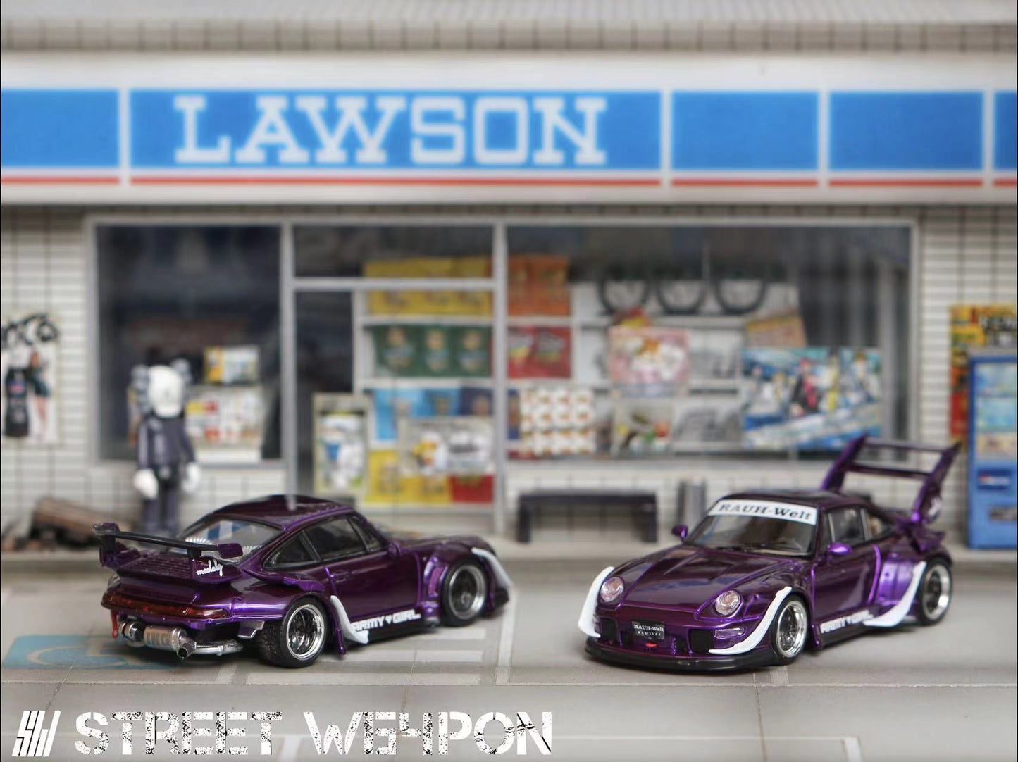 Street Weapon 1/64 Porsche RWB 993 Flash Purple High Tail Spoiler Edition (Option B)