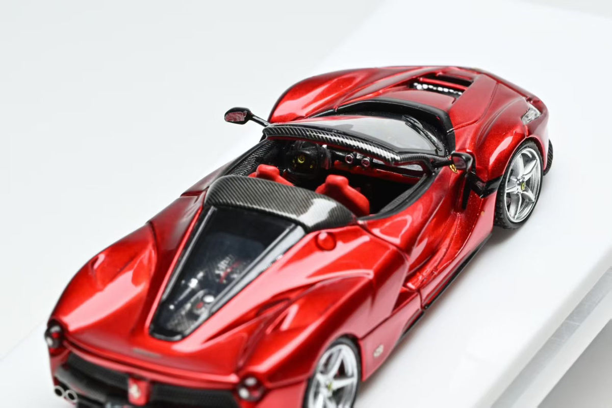 Street Buster 1:64 LaFerrari F150 Aperta Soft Top Rosso Maranello Metallic Red Openable Rear Hood Detailed Engine
