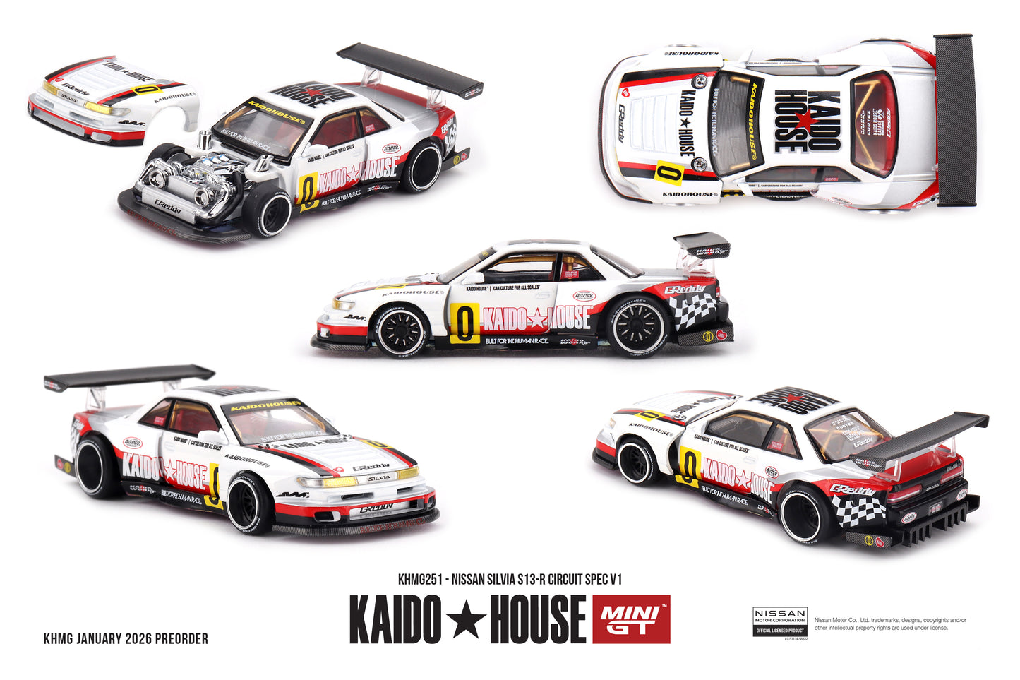 Mini GT x KAIDOHOUSE 1:64 Nissan Silvia S13-R Circuit Spec V1 (KHMG251)