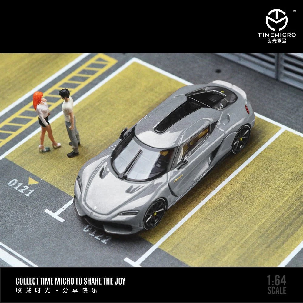 Time Micro 1:64 Grey Racing Car with Model Girl Figure