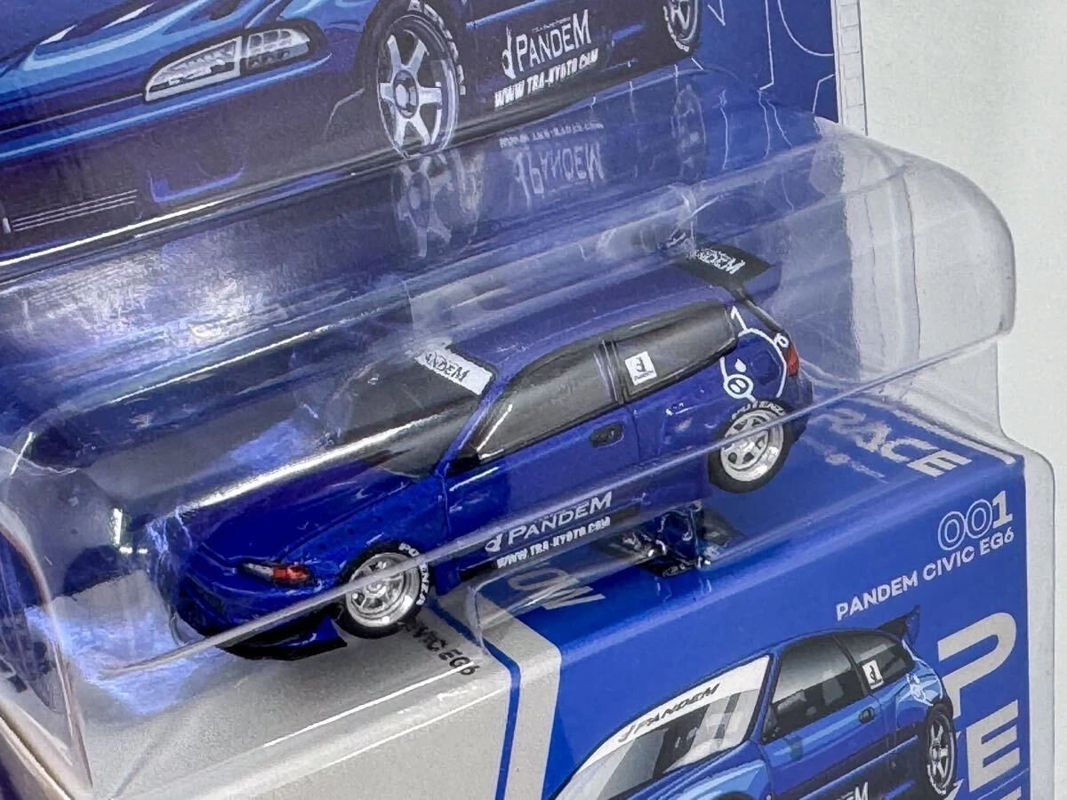 Pop Race X Enigma 1:64 Honda Civic EG6 Mk5 Pandem Rocket Bunny Metallic Blue in Blister Packaging (PRE001)