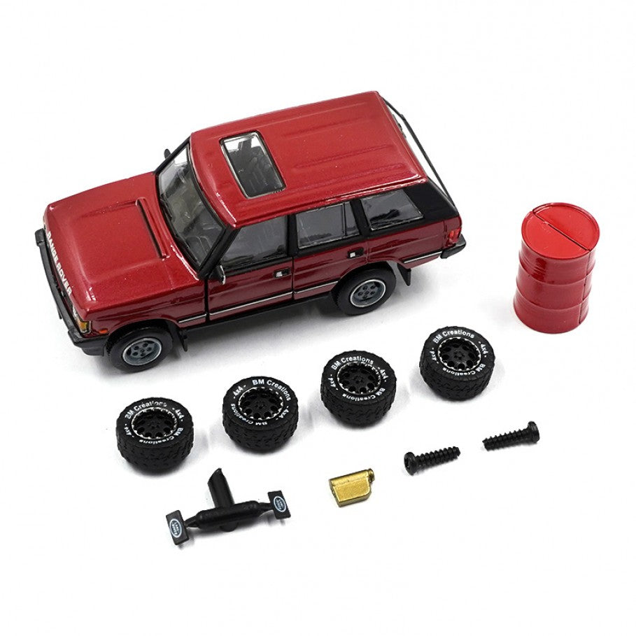 BM Creations 1/64 Land Rover 1992 Range Rover Classic LSE with 4 Additional Wheels- Red (RHD)