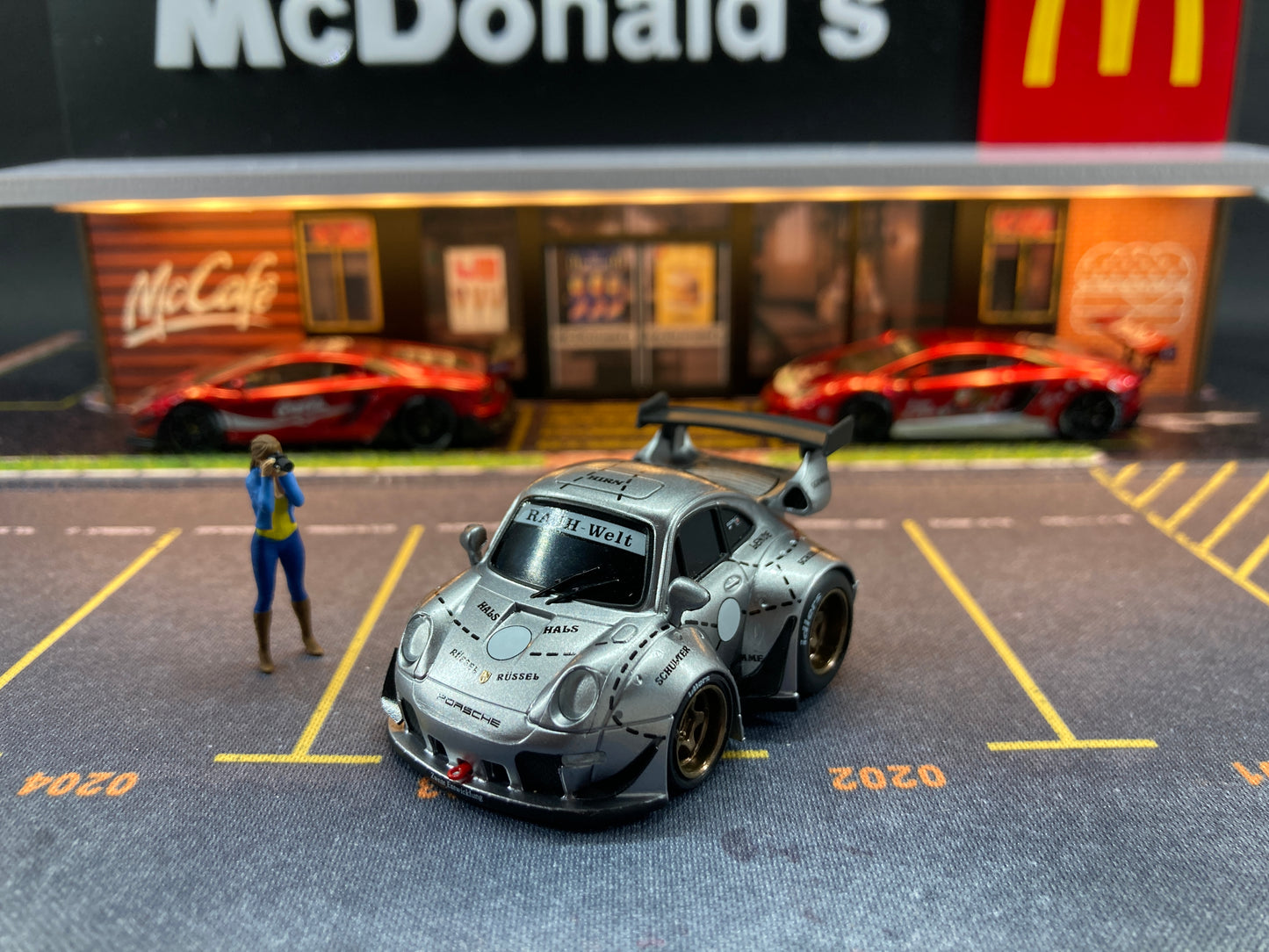 Furuya X YOU&CAR 1/64 Porsche Carrera 911 993 RWB Silver Pig Q-Car-Silver