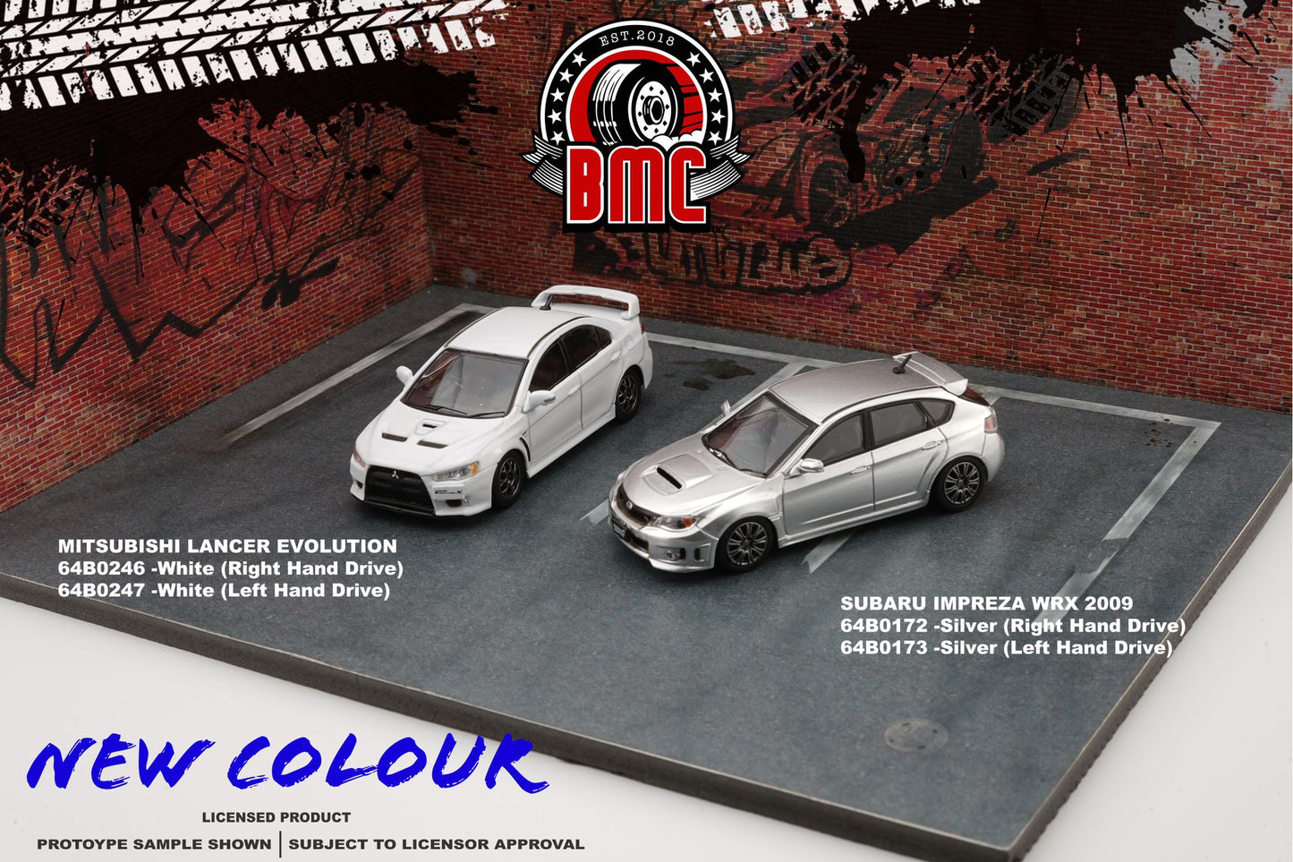 BM Creations 1/64 Mitsubishi Lancer Evolution X with 4 Additional Wheels-White (LHD)