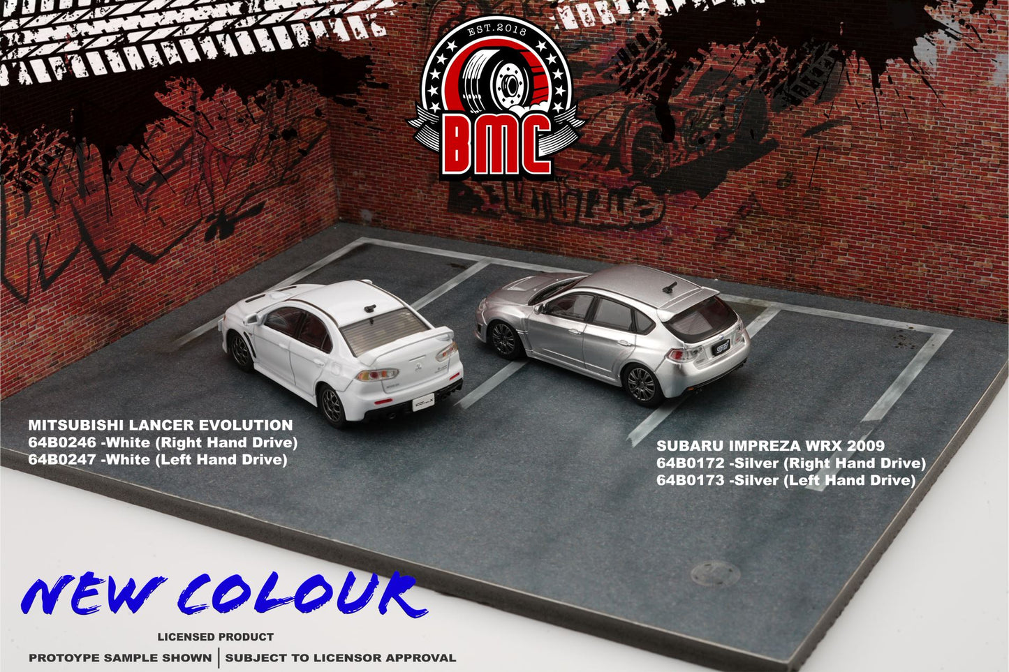 BM Creations 1/64 Mitsubishi Lancer Evolution X with 4 Additional Wheels-White (LHD)