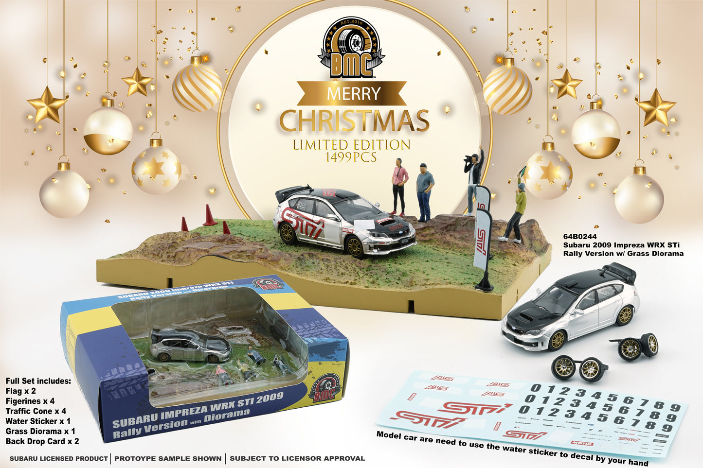 BM Creations 1/64 Subaru Impreza WRX STI 2009 w/ Muddy Rally Landscape Diorama + Figures + Accessories (Limited Edition)