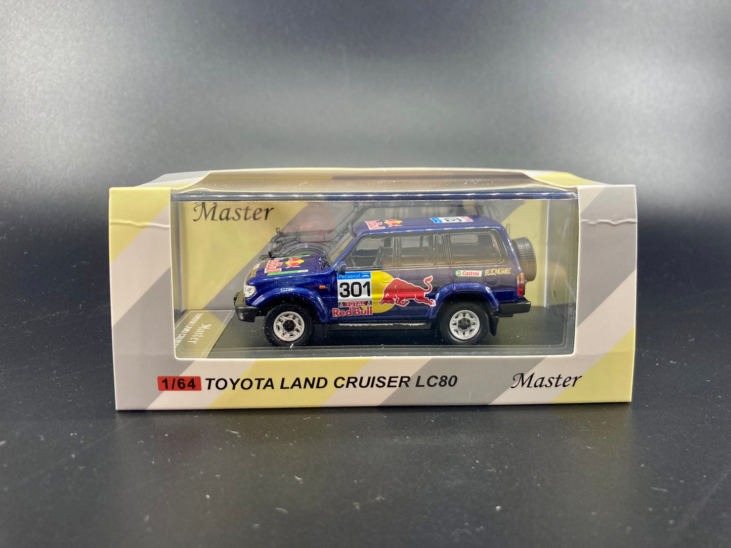 Master Model- 1/64 Toyota Land Cruiser LC80 Red Bull Rally SUV Diecast Model Car