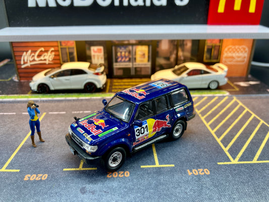 Master Model- 1/64 Toyota Land Cruiser LC80 Red Bull Rally SUV Diecast Model Car