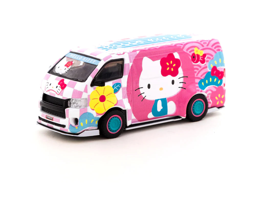 Tarmac Works 1/64 Toyota Hiace Widebody Tarmac Works X Hello Kitty Capsule Summer Festival- HOBBY64