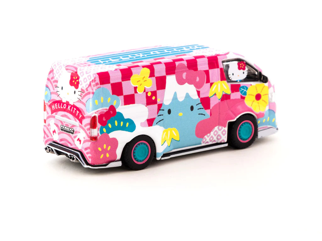 Tarmac Works 1/64 Toyota Hiace Widebody Tarmac Works X Hello Kitty Capsule Summer Festival- HOBBY64