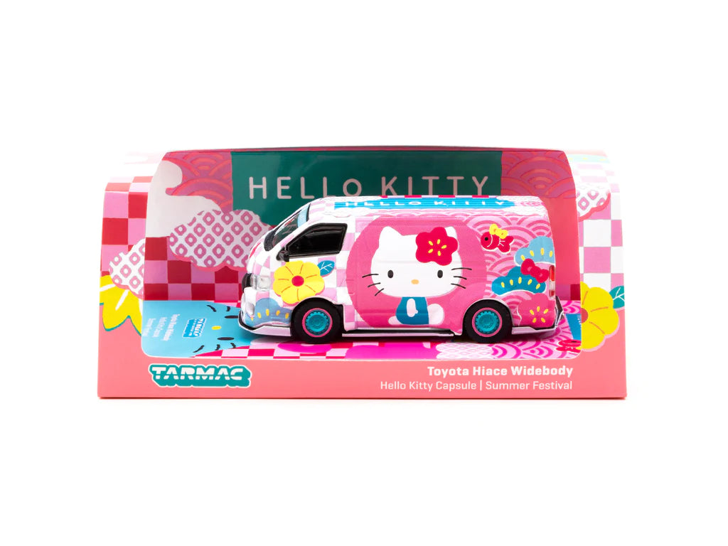Tarmac Works 1/64 Toyota Hiace Widebody Tarmac Works X Hello Kitty Capsule Summer Festival- HOBBY64