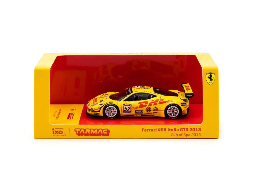 Tarmac Works 1/64 Ferrari 458 Italia GT3 24 Hours of Spa 2013 #52 DHL - HOBBY64