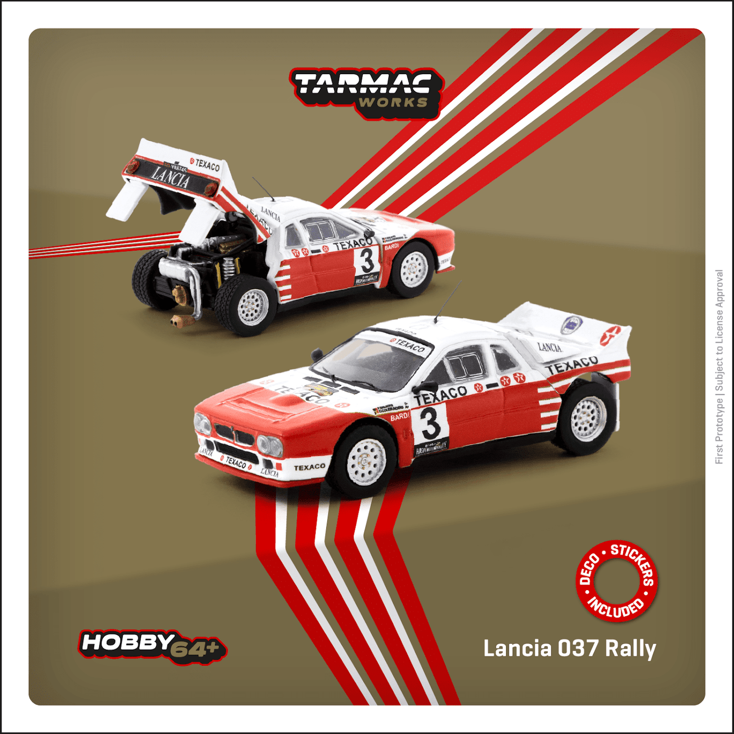 Tarmac Works 1/64 Lancia 037 Rally Rally Van Haspengouw 1985 #3 Winner- HOBBY64+
