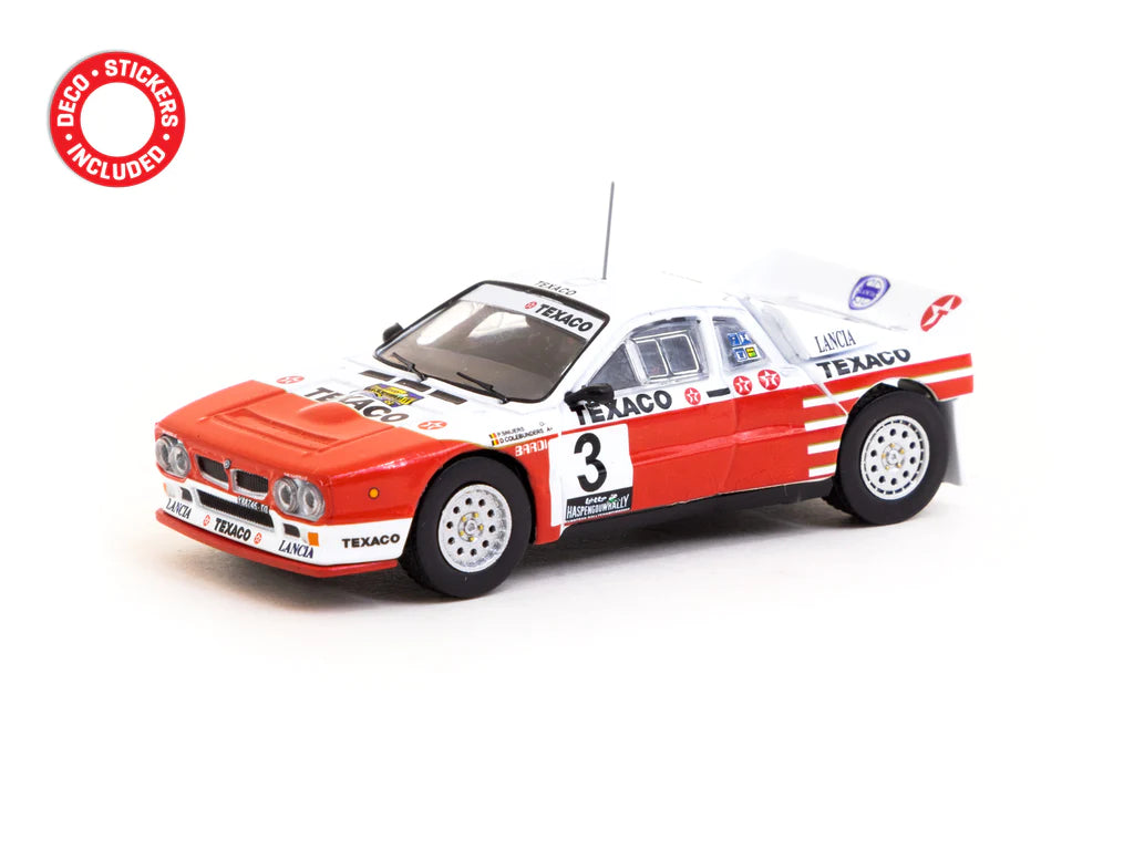 Tarmac Works 1/64 Lancia 037 Rally Rally Van Haspengouw 1985 #3 Winner- HOBBY64+
