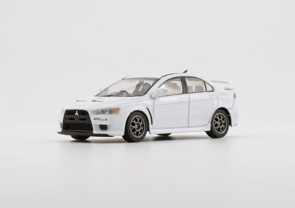 BM Creations 1/64 Mitsubishi Lancer Evolution X with 4 Additional Wheels-White (LHD)