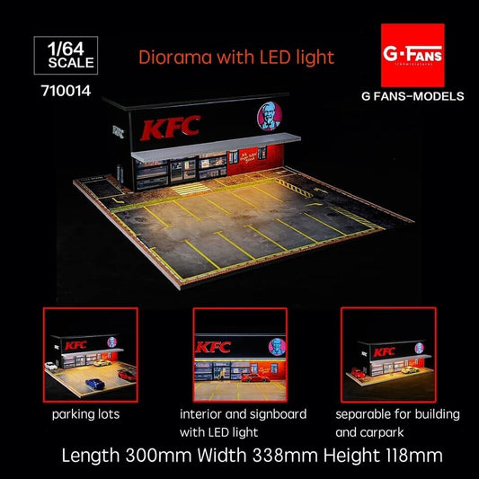 G-Fans 1/64 KFC LED light Diorama with Car Park Parking Lot