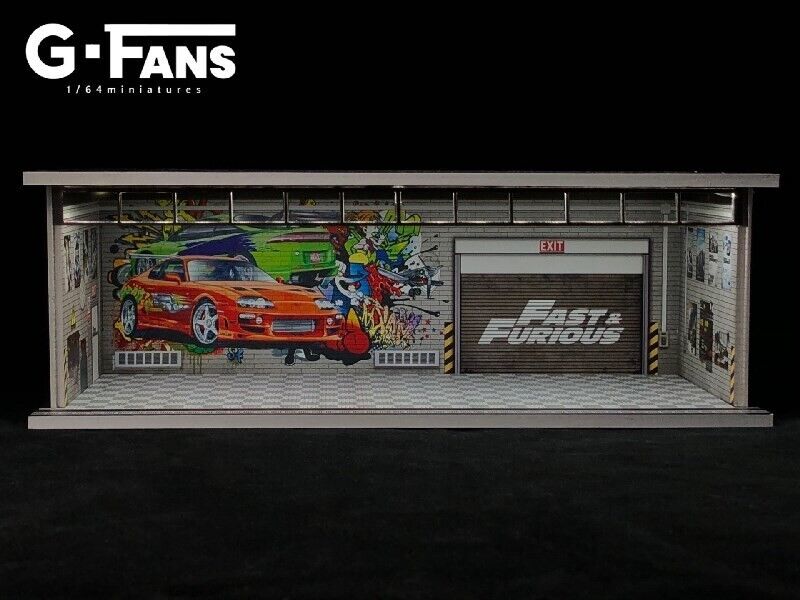 G-Fans 1/64 Fast & Furious Car Park Garage LED light Diorama w/ acrylic cover