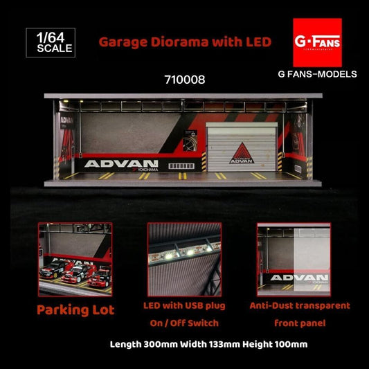 G-Fans 1/64 ADVAN Garage Car Park LED light Diorama w/ acrylic cover