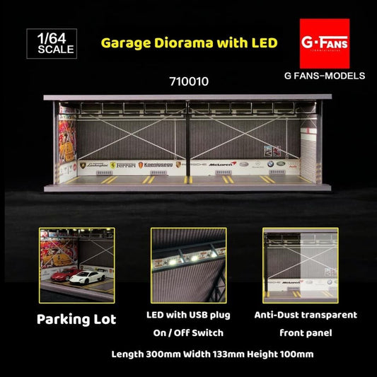 G-Fans 1/64 Super Cars Car Park Garage LED light Diorama w/ acrylic cover