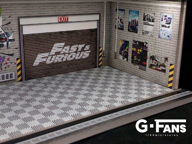 G-Fans 1/64 Fast & Furious Car Park Garage LED light Diorama w/ acrylic cover