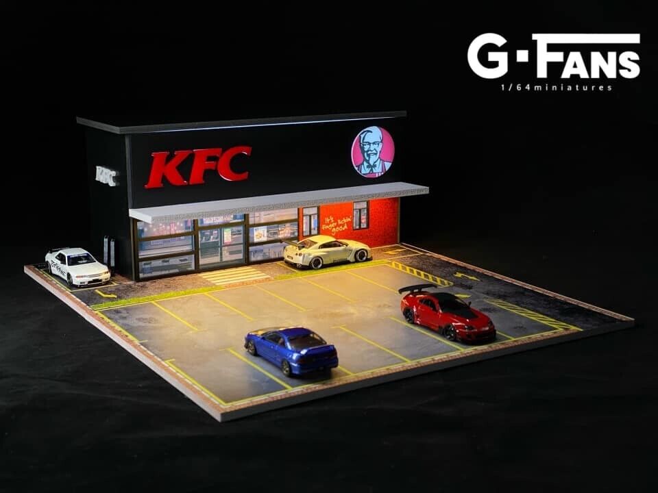 G-Fans 1/64 KFC LED light Diorama with Car Park Parking Lot
