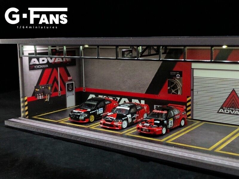 G-Fans 1/64 ADVAN Garage Car Park LED light Diorama w/ acrylic cover
