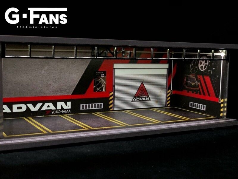 G-Fans 1/64 ADVAN Garage Car Park LED light Diorama w/ acrylic cover
