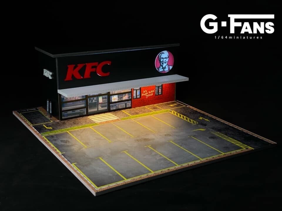 G-Fans 1/64 KFC LED light Diorama with Car Park Parking Lot