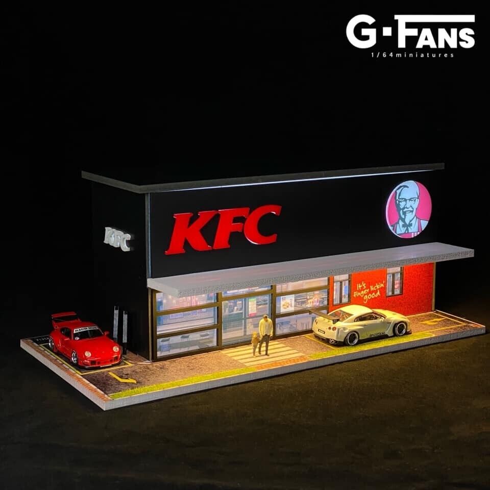 G-Fans 1/64 KFC LED light Diorama with Car Park Parking Lot