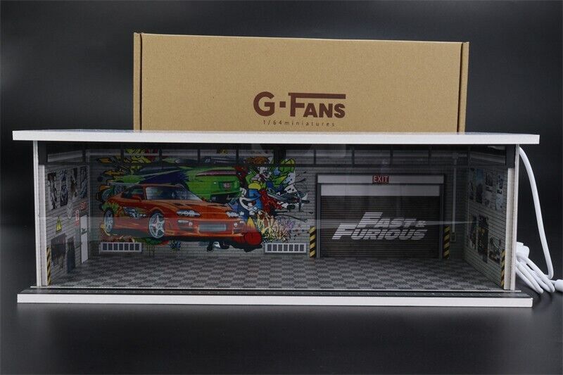 G-Fans 1/64 Fast & Furious Car Park Garage LED light Diorama w/ acrylic cover