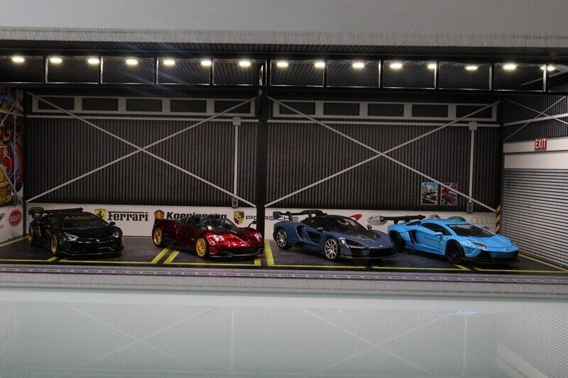 G-Fans 1/64 Super Cars Car Park Garage LED light Diorama w/ acrylic cover