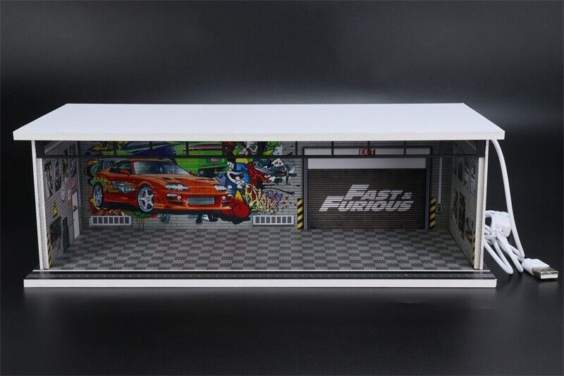 G-Fans 1/64 Fast & Furious Car Park Garage LED light Diorama w/ acrylic cover