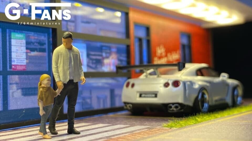 G-Fans 1/64 KFC LED light Diorama with Car Park Parking Lot