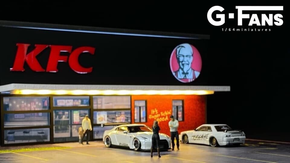 G-Fans 1/64 KFC LED light Diorama with Car Park Parking Lot