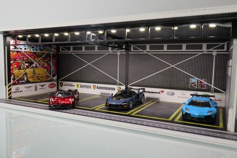 G-Fans 1/64 Super Cars Car Park Garage LED light Diorama w/ acrylic cover