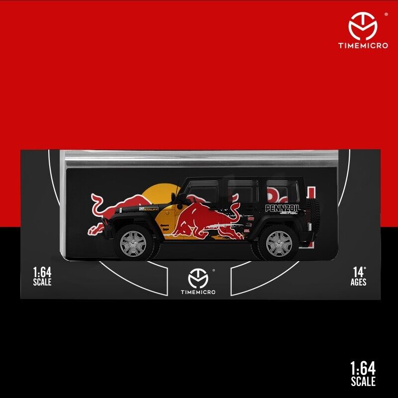 Time Micro 1/64 Jeep Wrangler Rubicon 4x4 4WD SUV Red Bull Ed. Diecast Model Car