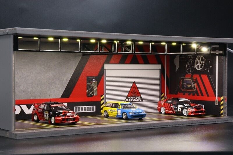 G-Fans 1/64 ADVAN Garage Car Park LED light Diorama w/ acrylic cover