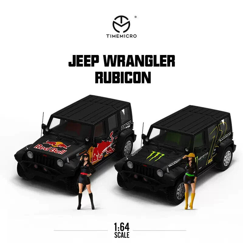 Time Micro 1/64 Jeep Wrangler Rubicon 4x4 4WD SUV Red Bull Ed. Diecast Model Car