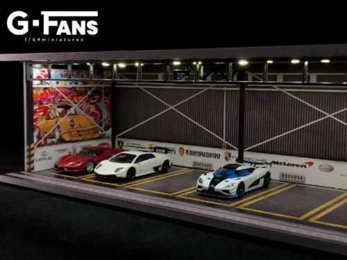 G-Fans 1/64 Super Cars Car Park Garage LED light Diorama w/ acrylic cover