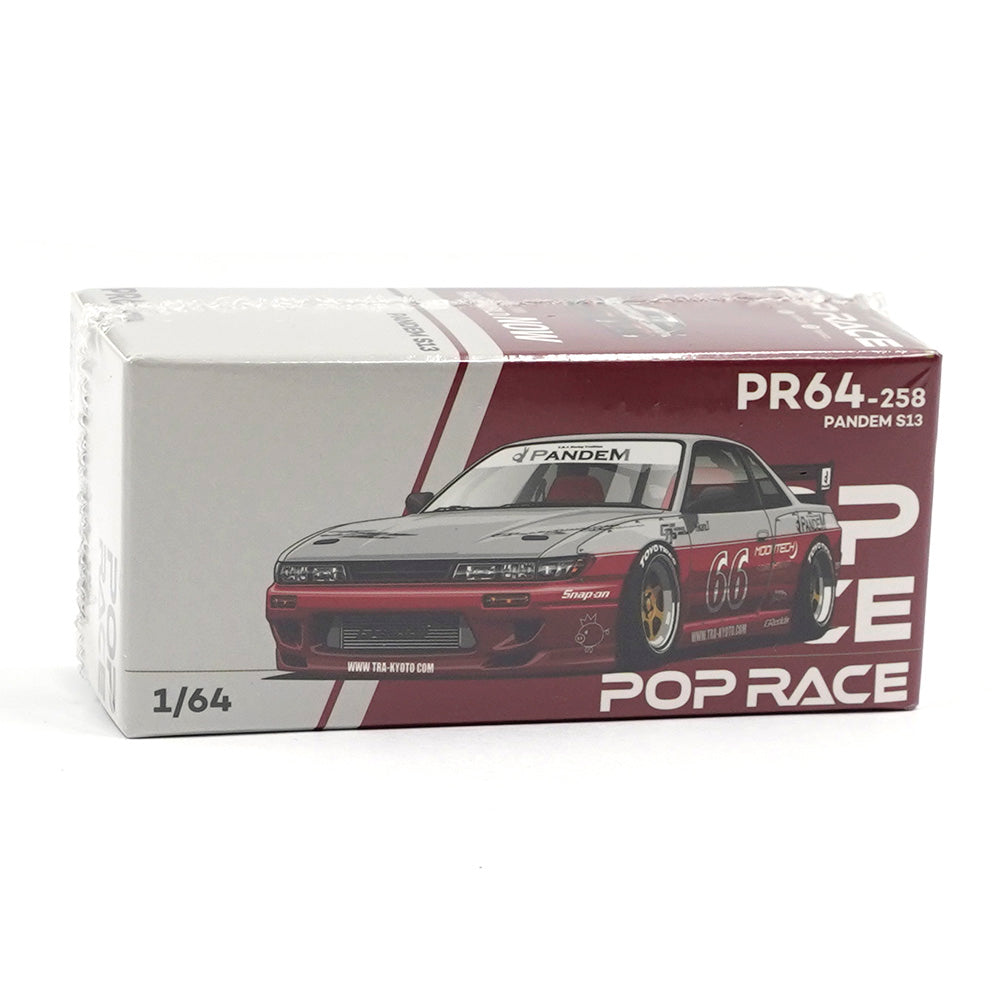 Pop Race 1:64 Nissan Pandem Silvia S13 MOONTECH Rocket Bunny #66 Red Opening Front Hood Detailed Engine (PR640258)