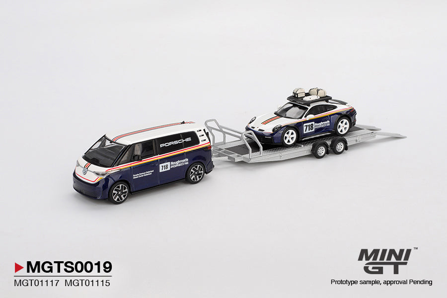 Mini GT 1:64 Porsche 911 Dakar #718 / Volkswagen ID. Buzz Porsche Centrum Gelderland Roughroads Set (MGTS0019)