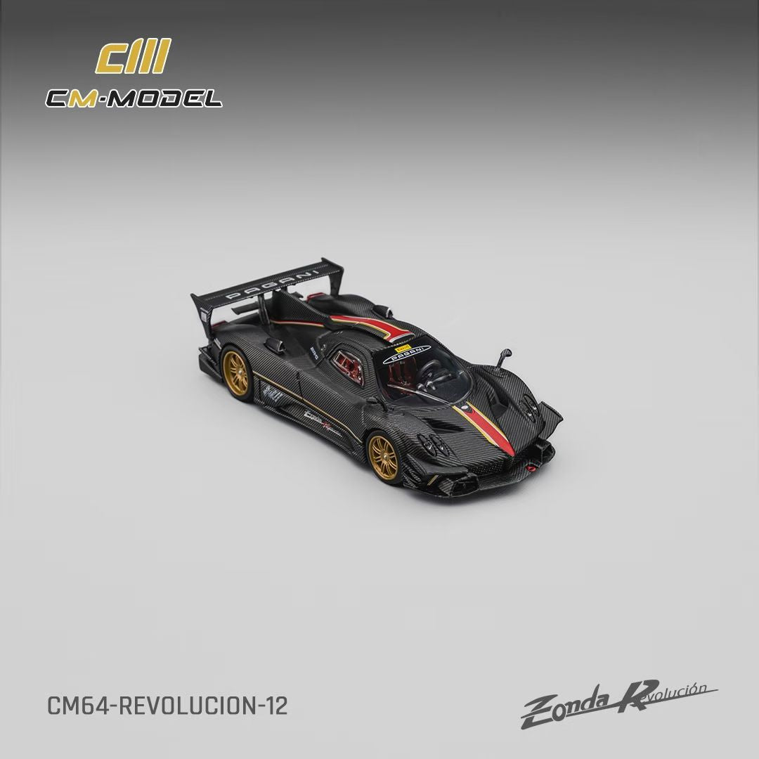 CM Model 1:64 Pagani Zonda R Evolucion Track Version Black Dry Carbon with Extra Wheel-Set Pagani Official Licensed