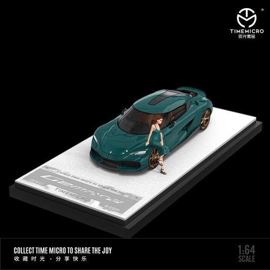 Time Micro 1:64 Green Racing Car with Model Girl Figure