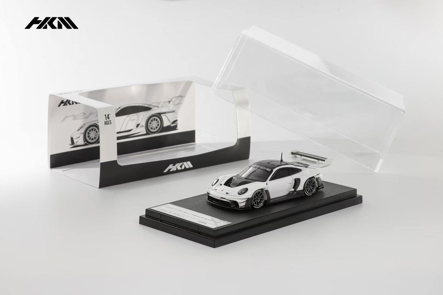 HKM 1:64 911 (992) GT3 R Rennsport Single Seat Track Edition Brumos Spoiler White